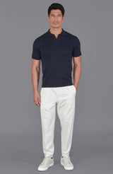 Ultra Fine Cotton Buttonless Polo Shirt - Navy