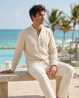 Luigi Mandarin Shirt - Beige