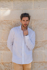 Striped Linen Shirt - Blue/Beige