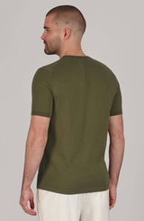 Ultra Fine Cotton Knitted T-Shirt - Dark Olive