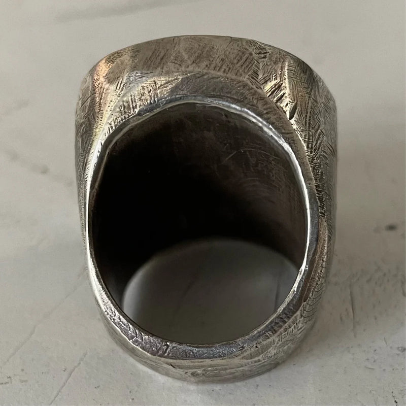 HIDE RING - SOLID DISTRESSED & OXIDISED SILVER