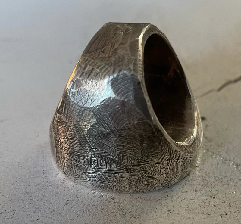 HIDE RING - SOLID DISTRESSED & OXIDISED SILVER