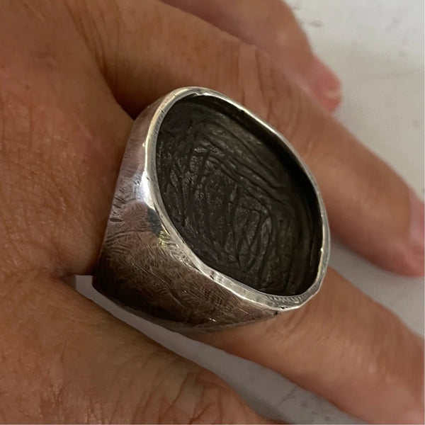 HIDE RING - SOLID DISTRESSED & OXIDISED SILVER