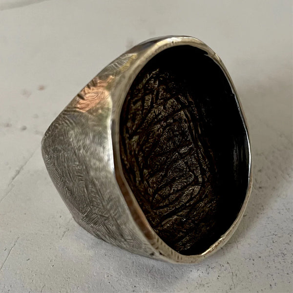 HIDE RING - SOLID DISTRESSED & OXIDISED SILVER