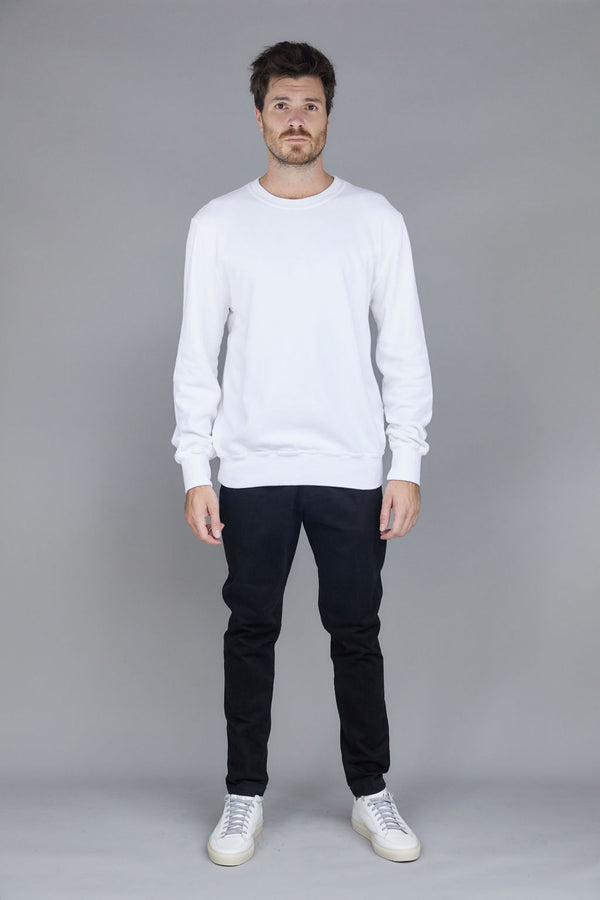 Cotton/Cashmere Crew Neck Sweater - White