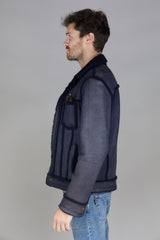 The Kobe Reversible Shearling Jacket - Sapphire