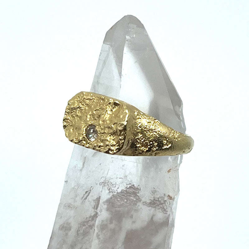 Terra rectangle ring solid 18k Gold + Diamond