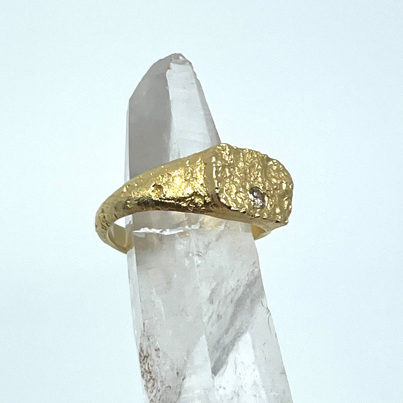 Terra rectangle ring solid 18k Gold + Diamond