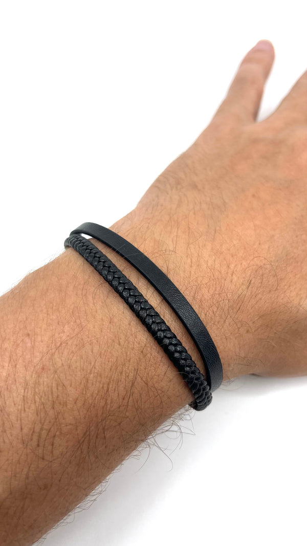 Fine Leather Bracelet - Black