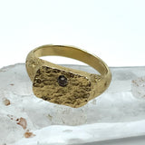 Terra rectangle ring solid 18k Gold + Diamond