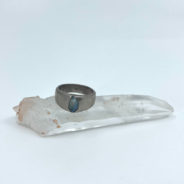 Raw labradorite ring #1